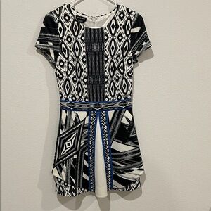 Bebe Monochrome Mini Dress with Blue Accents